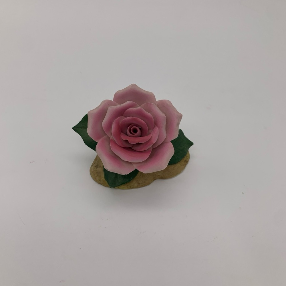 Vtg. 1988 Pink Porcelain Andrea Rose Figurine by Andrea Sadek Japan 4” X 3”